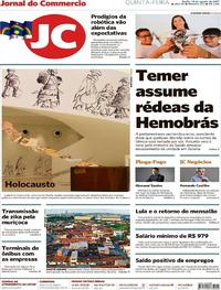 Capa do jornal Jornal do Commercio 10/08/2017