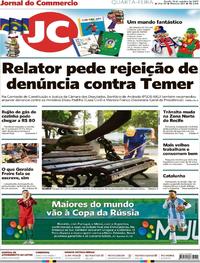 Capa do jornal Jornal do Commercio 11/10/2017