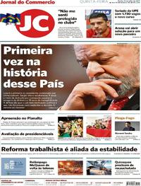 Capa do jornal Jornal do Commercio 13/07/2017