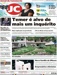 Capa do jornal Jornal do Commercio 13/09/2017