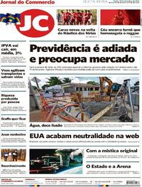 Capa do jornal Jornal do Commercio 15/12/2017