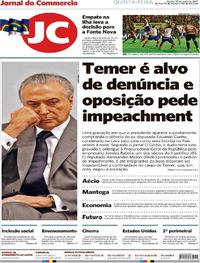 Capa do jornal Jornal do Commercio 18/05/2017