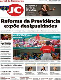Capa do jornal Jornal do Commercio 19/11/2017