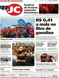 Capa do jornal Jornal do Commercio 21/07/2017