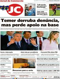 Capa do jornal Jornal do Commercio 26/10/2017