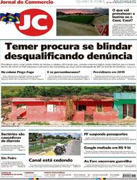 Capa do jornal Jornal do Commercio 28/06/2017