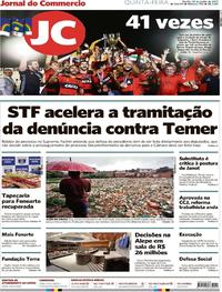 Capa do jornal Jornal do Commercio 29/06/2017