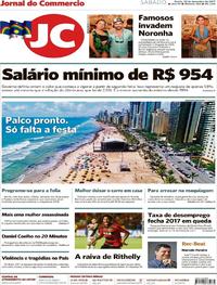 Capa do jornal Jornal do Commercio 30/12/2017