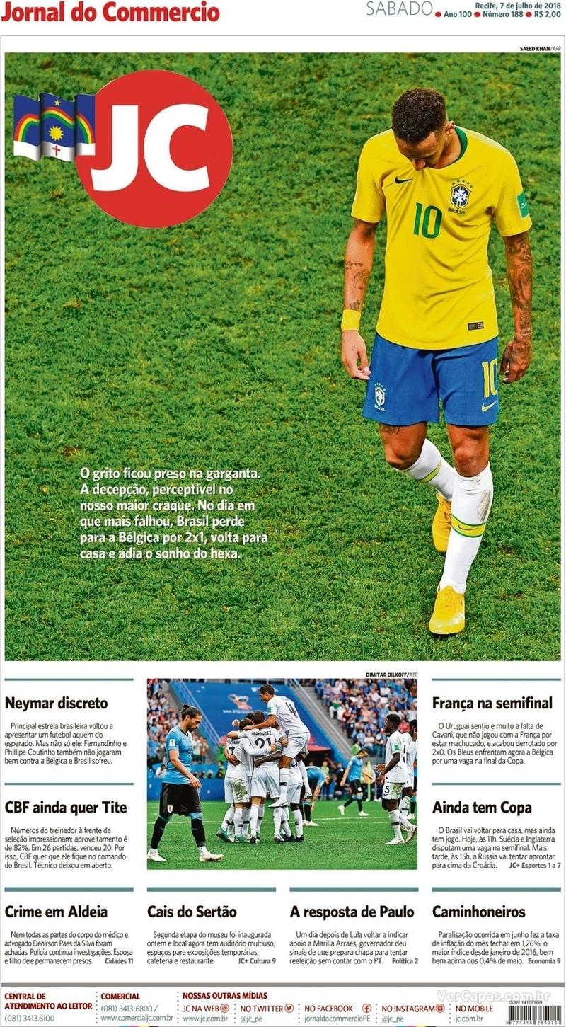 Capa do jornal Jornal do Commercio 07/07/2018