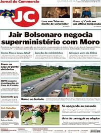 Capa do jornal Jornal do Commercio 01/11/2018