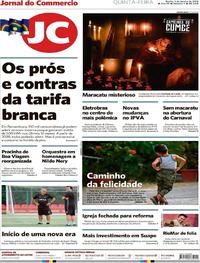 Capa do jornal Jornal do Commercio 04/01/2018