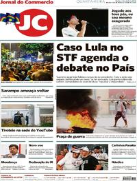 Capa do jornal Jornal do Commercio 04/04/2018