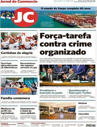 Capa do jornal Jornal do Commercio 07/11/2018