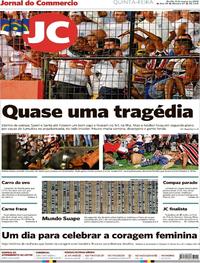 Capa do jornal Jornal do Commercio 08/03/2018