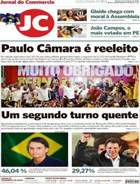 Capa do jornal Jornal do Commercio 08/10/2018