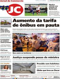Capa do jornal Jornal do Commercio 09/01/2018