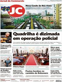 Capa do jornal Jornal do Commercio 09/11/2018