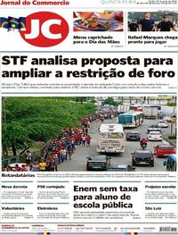 Capa do jornal Jornal do Commercio 10/05/2018