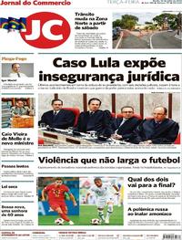 Capa do jornal Jornal do Commercio 10/07/2018