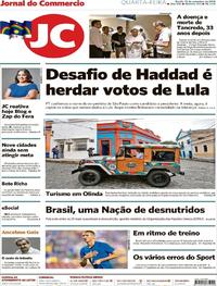 Capa do jornal Jornal do Commercio 12/09/2018