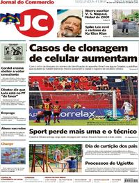 Capa do jornal Jornal do Commercio 13/08/2018