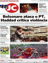 Capa do jornal Jornal do Commercio 13/10/2018
