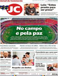 Capa do jornal Jornal do Commercio 14/03/2018