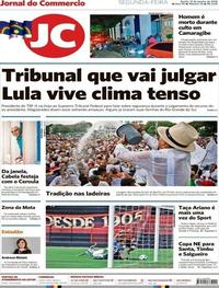 Capa do jornal Jornal do Commercio 15/01/2018