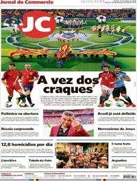 Capa do jornal Jornal do Commercio 15/06/2018