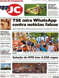 Capa do jornal Jornal do Commercio 15/10/2018