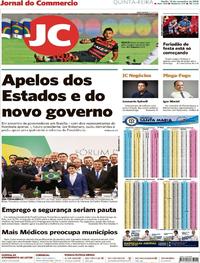 Capa do jornal Jornal do Commercio 15/11/2018