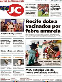 Capa do jornal Jornal do Commercio 18/01/2018