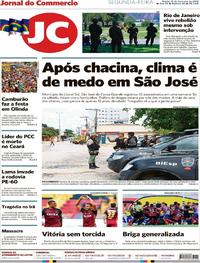 Capa do jornal Jornal do Commercio 19/02/2018