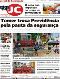 Capa do jornal Jornal do Commercio 20/02/2018