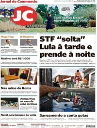 Capa do jornal Jornal do Commercio 20/12/2018