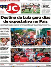 Capa do jornal Jornal do Commercio 22/01/2018