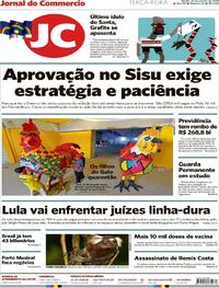 Capa do jornal Jornal do Commercio 23/01/2018