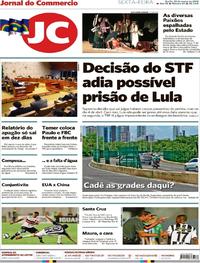 Capa do jornal Jornal do Commercio 23/03/2018