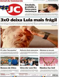 Capa do jornal Jornal do Commercio 25/01/2018