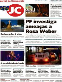 Capa do jornal Jornal do Commercio 25/10/2018