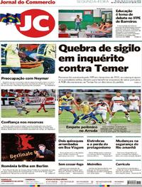 Capa do jornal Jornal do Commercio 26/02/2018