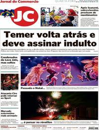 Capa do jornal Jornal do Commercio 26/12/2018