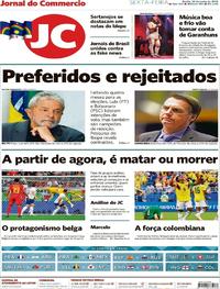 Capa do jornal Jornal do Commercio 29/06/2018