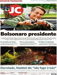 Capa do jornal Jornal do Commercio 29/10/2018