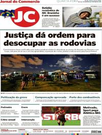 Capa do jornal Jornal do Commercio 30/05/2018