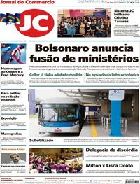 Capa do jornal Jornal do Commercio 31/10/2018