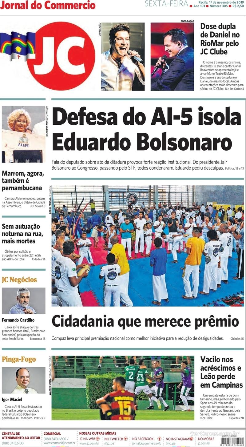 Capa do jornal Jornal do Commercio 01/11/2019
