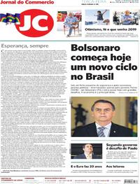 Capa do jornal Jornal do Commercio 01/01/2019