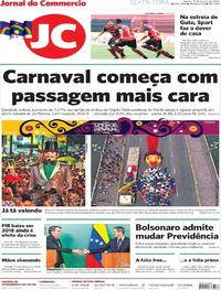 Capa do jornal Jornal do Commercio 01/03/2019