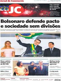 Capa do jornal Jornal do Commercio 02/01/2019